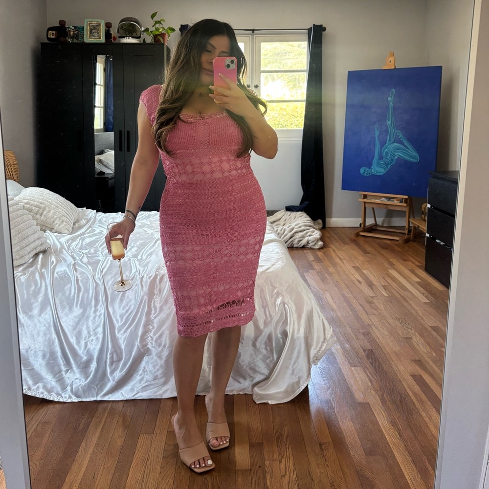 Pink crochet dress